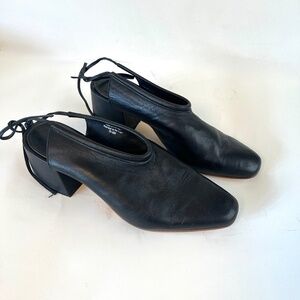 Share  COS Tie Black Leather Mules Size 40